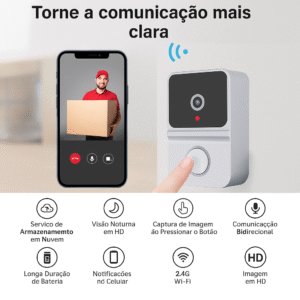 Campainha de vídeo inteligente WIFI com visão noturna c